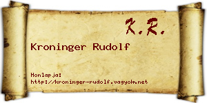 Kroninger Rudolf névjegykártya